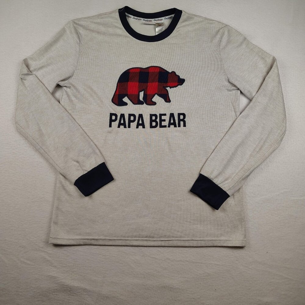 Dearfoams Papa Bear Lounge Shirt Mens Medium Plaid Holiday Pajama